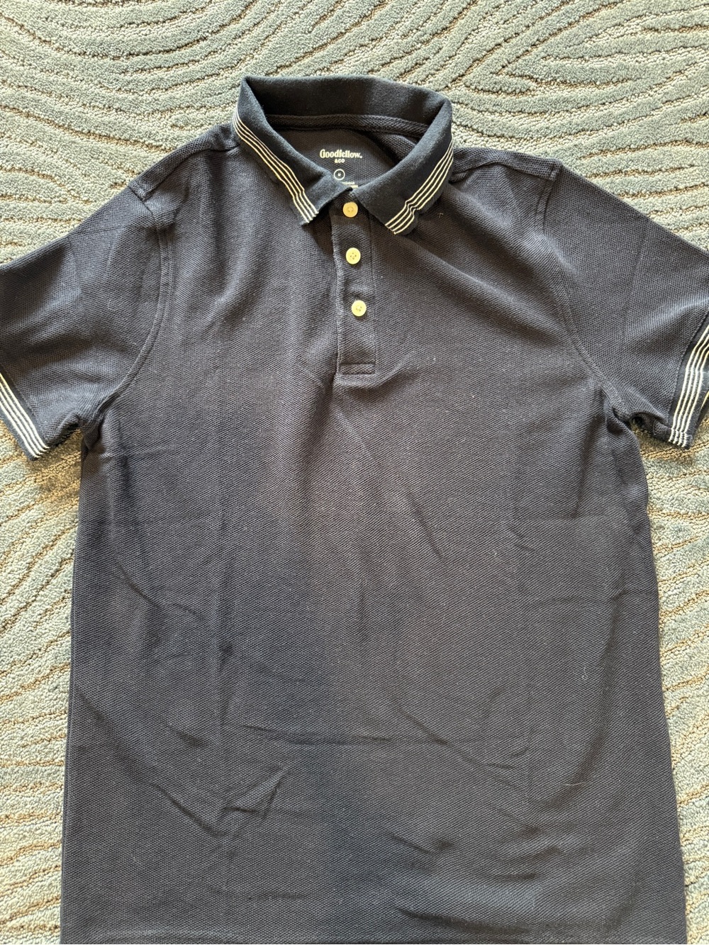 Men’s navy polo with white trimming